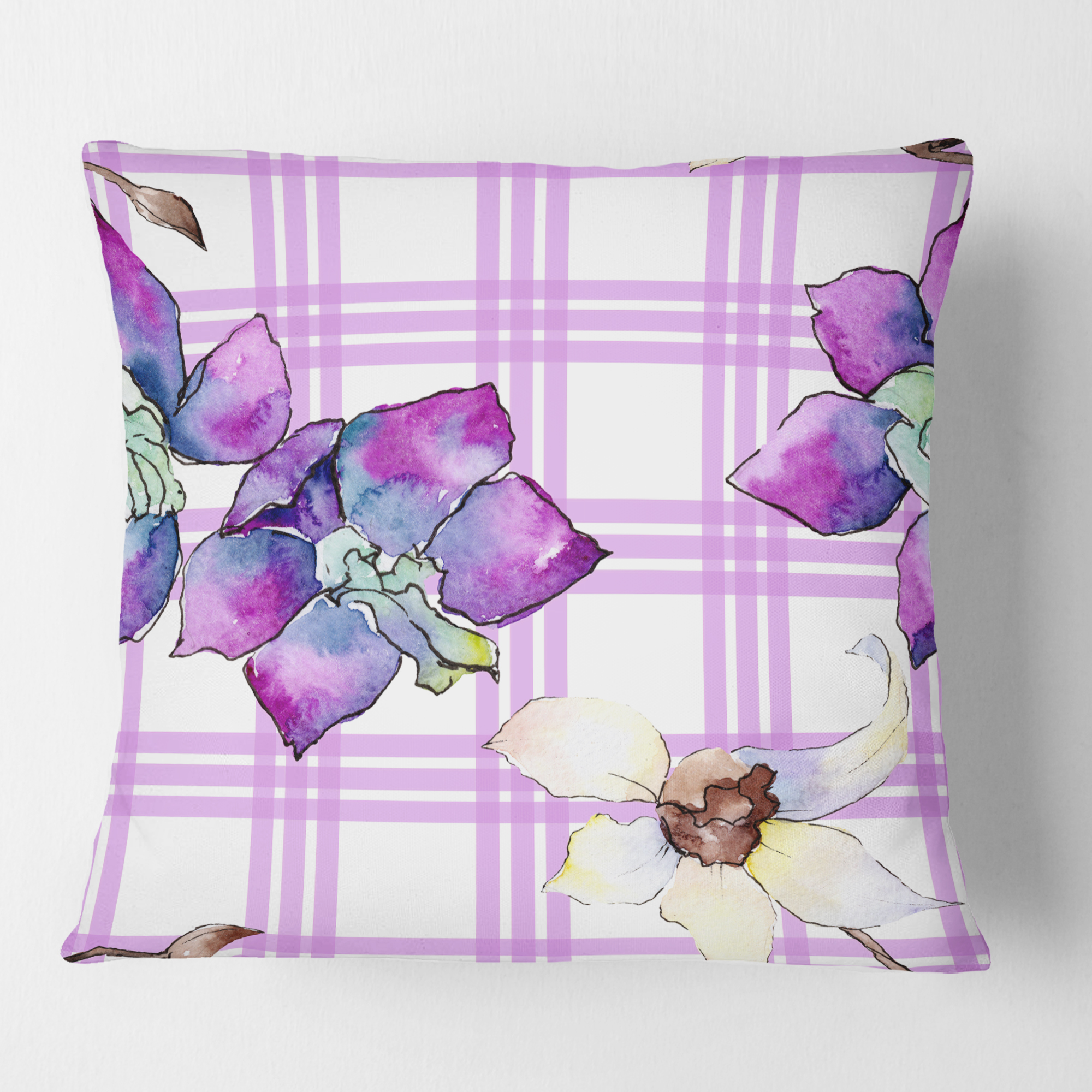 Designart Floral Botanical Retro VII' Mid-Century Modern Throw Pillow - 18x18