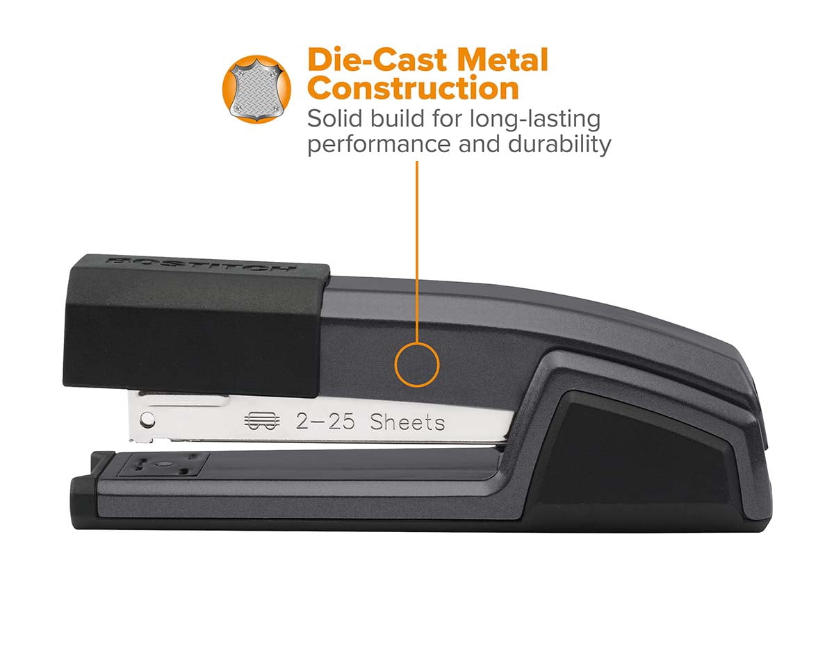 Bostitch Epic Stapler, 25-Sheet Capacity, Gray with Rubber Grip