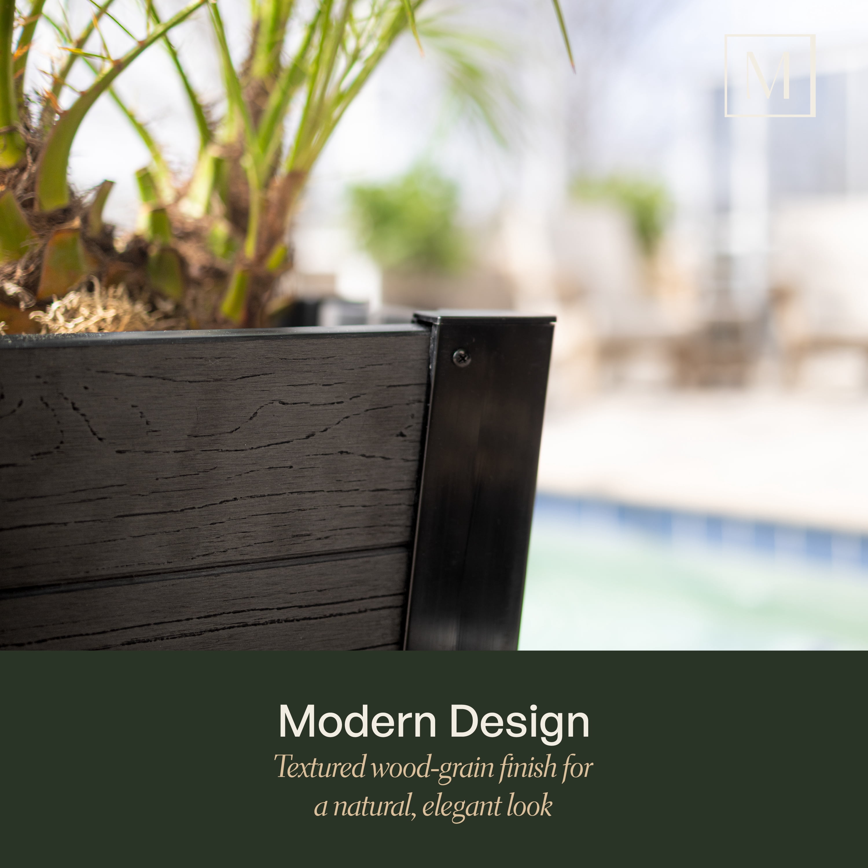 Mayne Horizon 14" x 14" x 18" Square Charcoal Plastic Planter, 2-Pack
