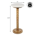 thumbnail image 4 of JONATHAN Y Monroe 24.25" Rustic Farmhouse Spindle Wood Drink Table and Decorative End Table with White Marble Round Top, Natural, END3005B, 4 of 5