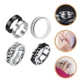 thumbnail image 2 of 5pcs Anxiety Fidget Rings Titanium Steel Finger Rotate Rings Thumb Ring Set, 2 of 5