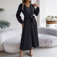 thumbnail image 2 of Wdgfv Ruffle Maxi Dress for Women, Pleated A Line Flowy, Business Casual, Holiday Modest Long Sleeve Smocked Spring, 2 of 6