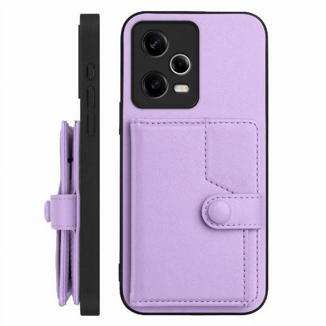 FOXDOCK Case for Xiaomi Redmi NOTE12 5G RFID-Blocking Card Holder - Stylish Button Closure Design