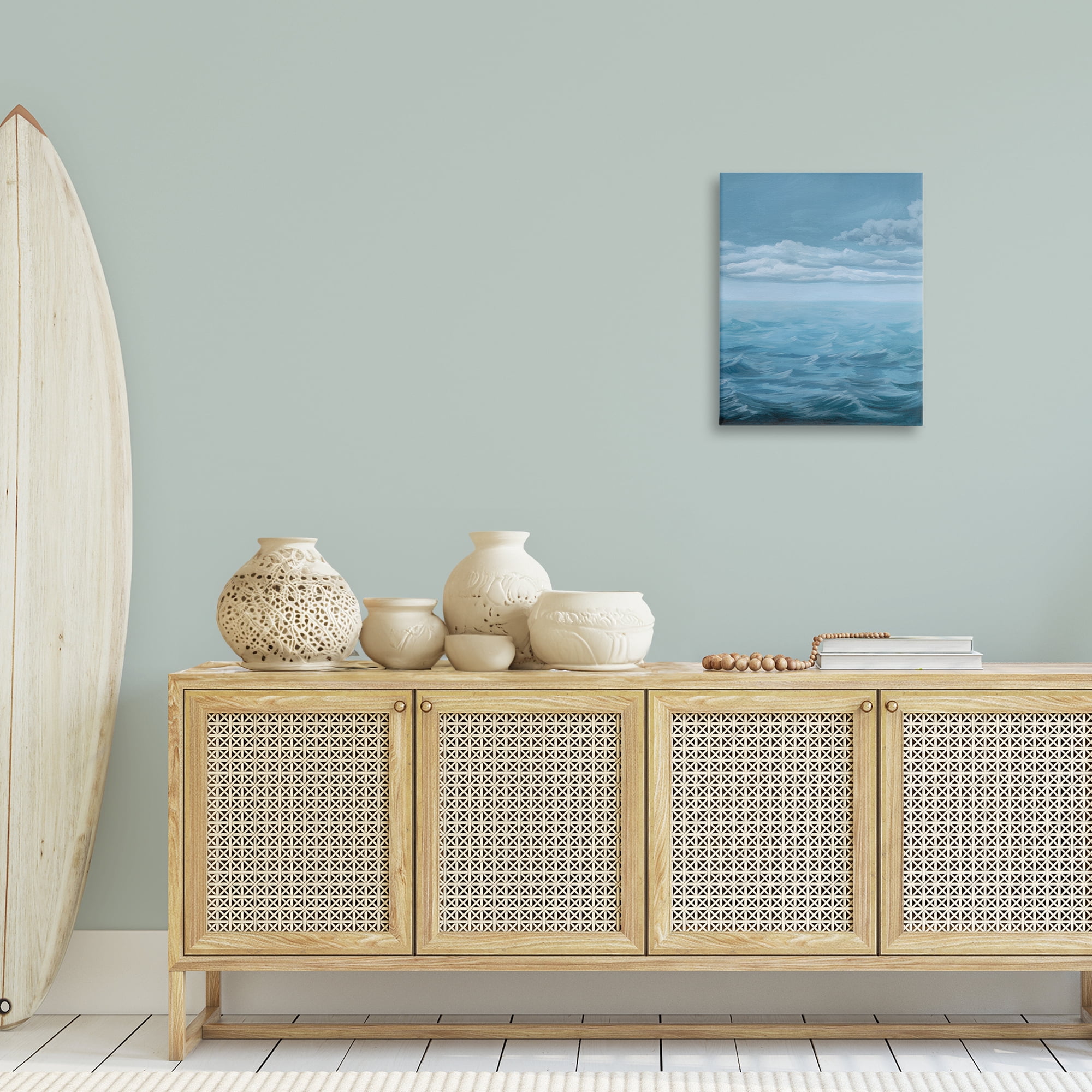 Stupell Industries Clouds over Sea Waves Nautical & Beach Painting Wrapped Canvas Art Print Wall Art, 16 x 20