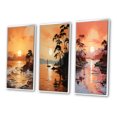 thumbnail image 3 of Designart "Golden Sunrise formd III" Nautical & Beach Framed Wall Art Set Of 3 - Yellow Sunrisesunset Frame Canvas Set For Living Room Decor, 3 of 7