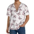 thumbnail image 7 of Lsque Pink Butterflies (2) print Men's Cuban Collar Short Sleeve Shirt Summer Beachwear Casual Button Down Fashionable Vacation Leisure Shirt-XX-Large, 7 of 7