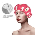 thumbnail image 5 of Cartoon Cute Hamster Rose Red Shower Cap, Reusable Bath Hair Hat for all Hair Lengths Hair Cover with Elastic Band Double Waterproof Layers Bathing Hat, 5 of 5