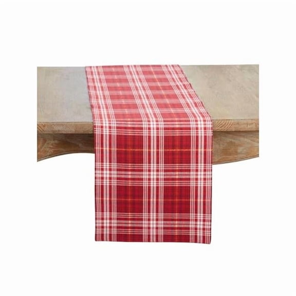 Saro Lifestyle 4381.R1372B 13 x 72 in. Recycled Plaid Table Runner, Red
