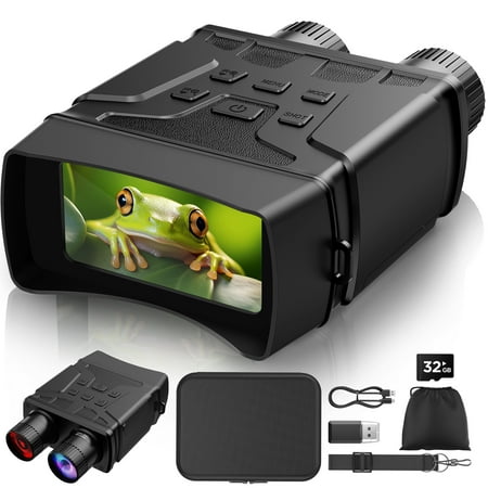 BEBANG Night Vision Goggles, 7 Level Infrared Digital Night Vision Binoculars 32GB HD Photo and Video Capture, Type-C Rechargeable
