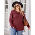 thumbnail image 5 of Zeagoo Womens Plus Size Long Sleeve Tops Fall Crewneck Shirts Pleated Design Casual Dressy Blouses, 5 of 5