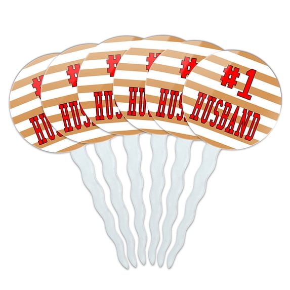 #1 Husband Number One Favorite Love Cupcake Picks Toppers - Set of 6