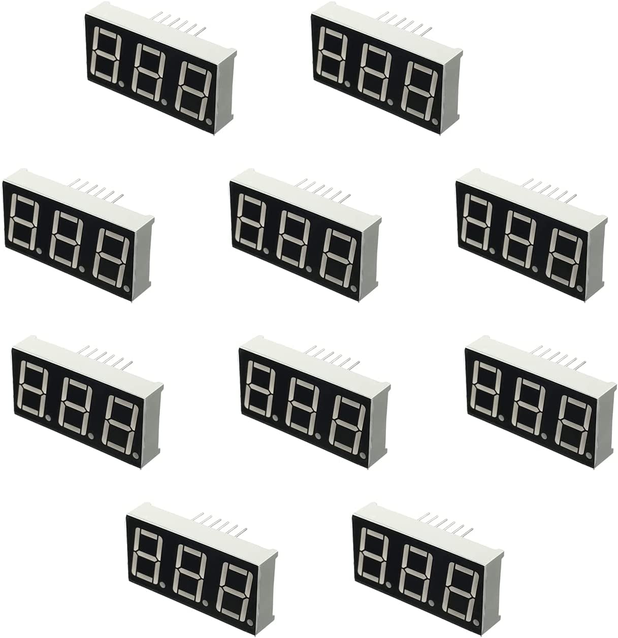 OROOBA® 5 Pcs Common Cathode 12 Pin 3 Bit 7 Segment 0.4" Red LED Display Digital Tu U9Y2