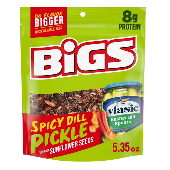 Bigs Vlasic Spicy Dill Pickle Flavored Sunflower Seeds, 5.35 oz Bag
