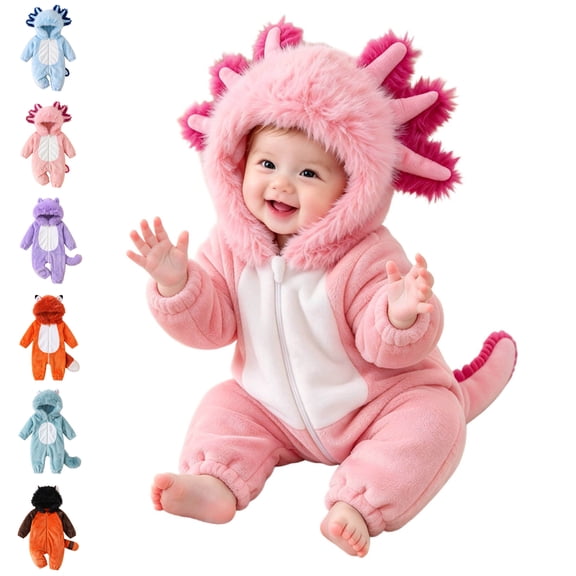 XINXIAOO Baby Animal Outfits Long Sleeve Zip up Romper Jumpsuit with Hooded Baby Outerwear 6-9 Months
