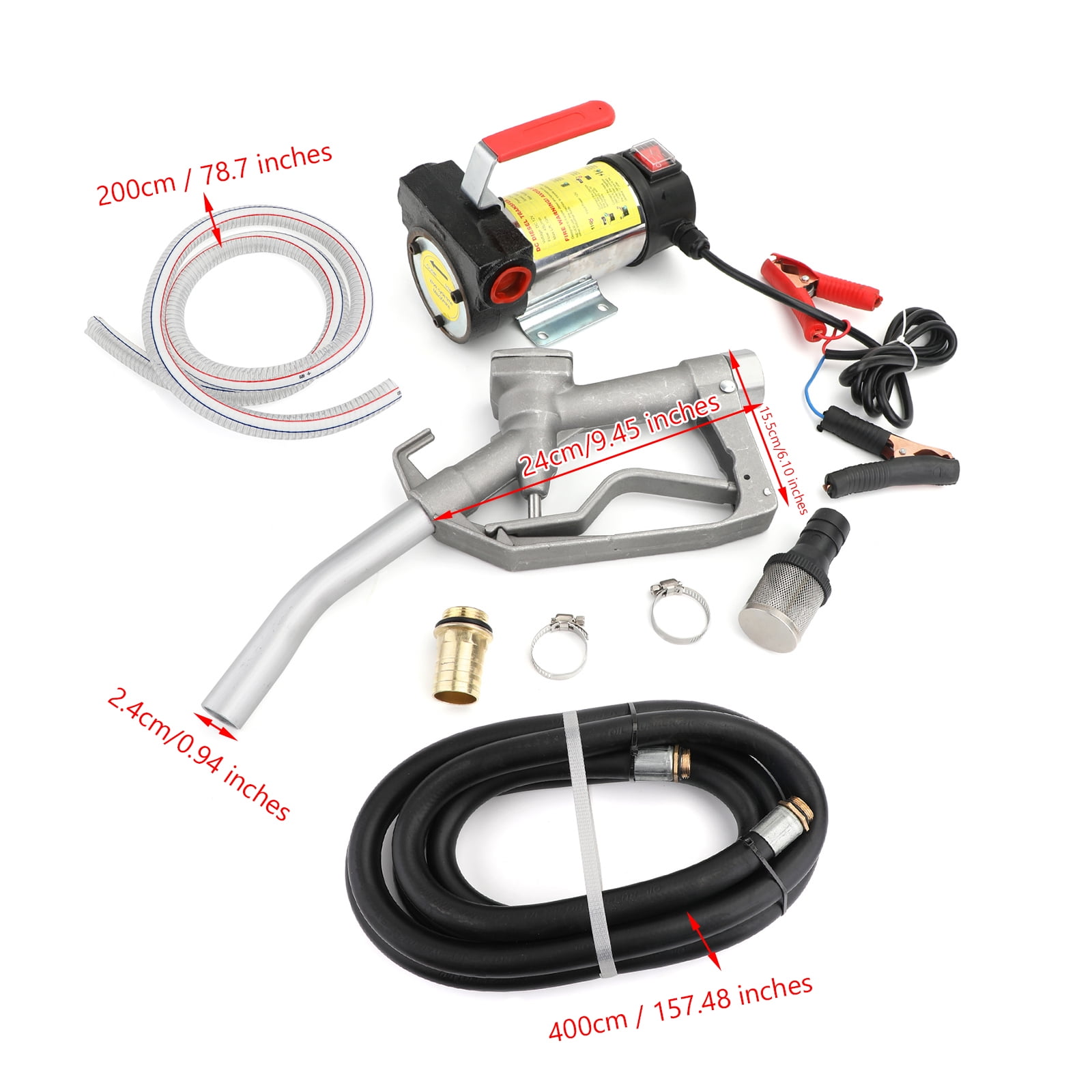 12V Electric Diesel Oil And Fuel Transfer Auto Extractor Pump w/ Nozzle & Hose A 