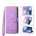 thumbnail image 1 of Funda Tipo Billetera para Xiaomi Redmi A5 4G Carcasa Abatible con Porta Tarjetas, Bolsillo para Efectivo, Soporte Ajustable, Cierre Magnético y Correa de Muñeca Morado, 1 of 6