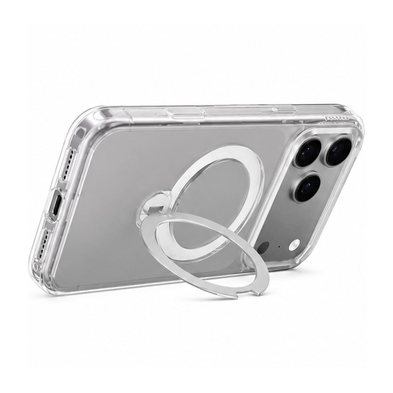 Transparent Magnetic Case with Kickstand for iPhone 17 Pro Max - Grey