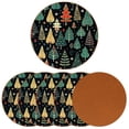 thumbnail image 2 of Christmas Tree Luxury Microfiber Leather Round Coasters Set of 6 - 11x11 cm Drink Coasters for Home and Office Use, 2 of 6