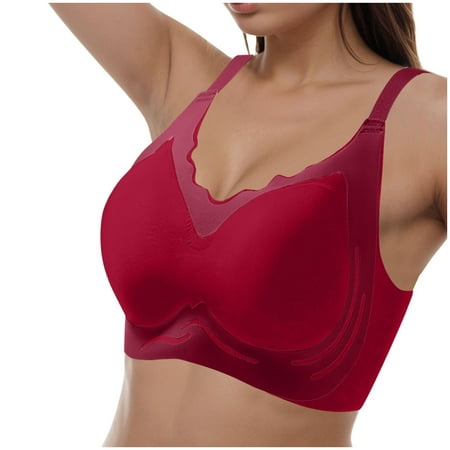 Gvdentm Women Bras Womens Bra Comfort Powerful Push-up Seamless Bra Smoothing No Underwire Anti Sagging Minimizer Bras for Women Red 3XL