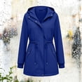 thumbnail image 6 of Ecqkame Women's Hooded Waterproof Rain Jackets Outdoor Casual Long Sleeve Drawstring Waist Windbreaker Outerwear with Pockets Blue XL, 6 of 7
