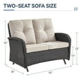 thumbnail image 6 of Behousewell Outdoor Glider Loveseat Sofa Wicker Rattan Glider Sofa,Patio 2 Seater Wicker Sofa with Thicking Back & Seat Cushions for Garden Balcony Backyard, 6 of 6
