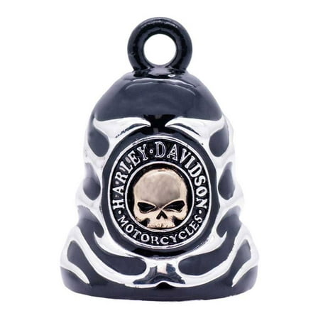 Harley-Davidson Sculpted Skull & Flames Logo Ride Bell, Black Finish HRB083, Harley Davidson