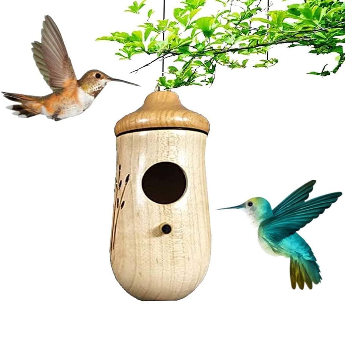 Hummingbird House, Wooden Hummingbird House for Outside Hanging