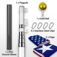 thumbnail image 2 of G128 Combo Pack: 25 Ft Telescoping Aluminum Flagpole (Silver) & American and Texas Flags 3x5 Ft, Both ToughWeave Series Embroidered Polyester | Pole with Flags Included, 2 of 9