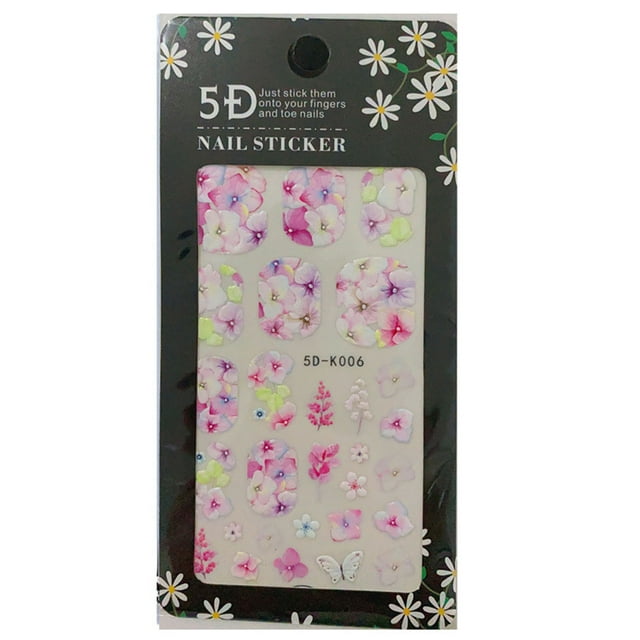 Nail Art Sticker Calcomanías 3D Autoadhesivo Acrílico Grabado Nail Sticker TFixol multicolor y 6