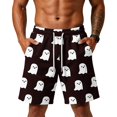 thumbnail image 4 of Sewkxo Men's Halloween Haunted House Printed Cotton Pajama Shorts Comfort Elastic Waist Night Sleep Shorts,Black L, 4 of 5