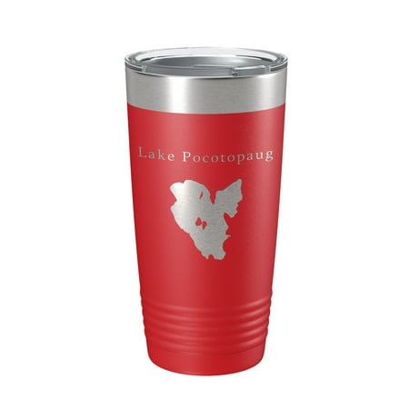 

Lake Pocotopaug Map Tumbler Travel Mug Insulated Laser Engraved Coffee Cup Connecticut 20 oz Red