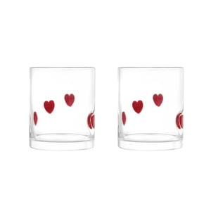 Thyme & Table Red Hearts Charm Drinking Glasses, Set of 2