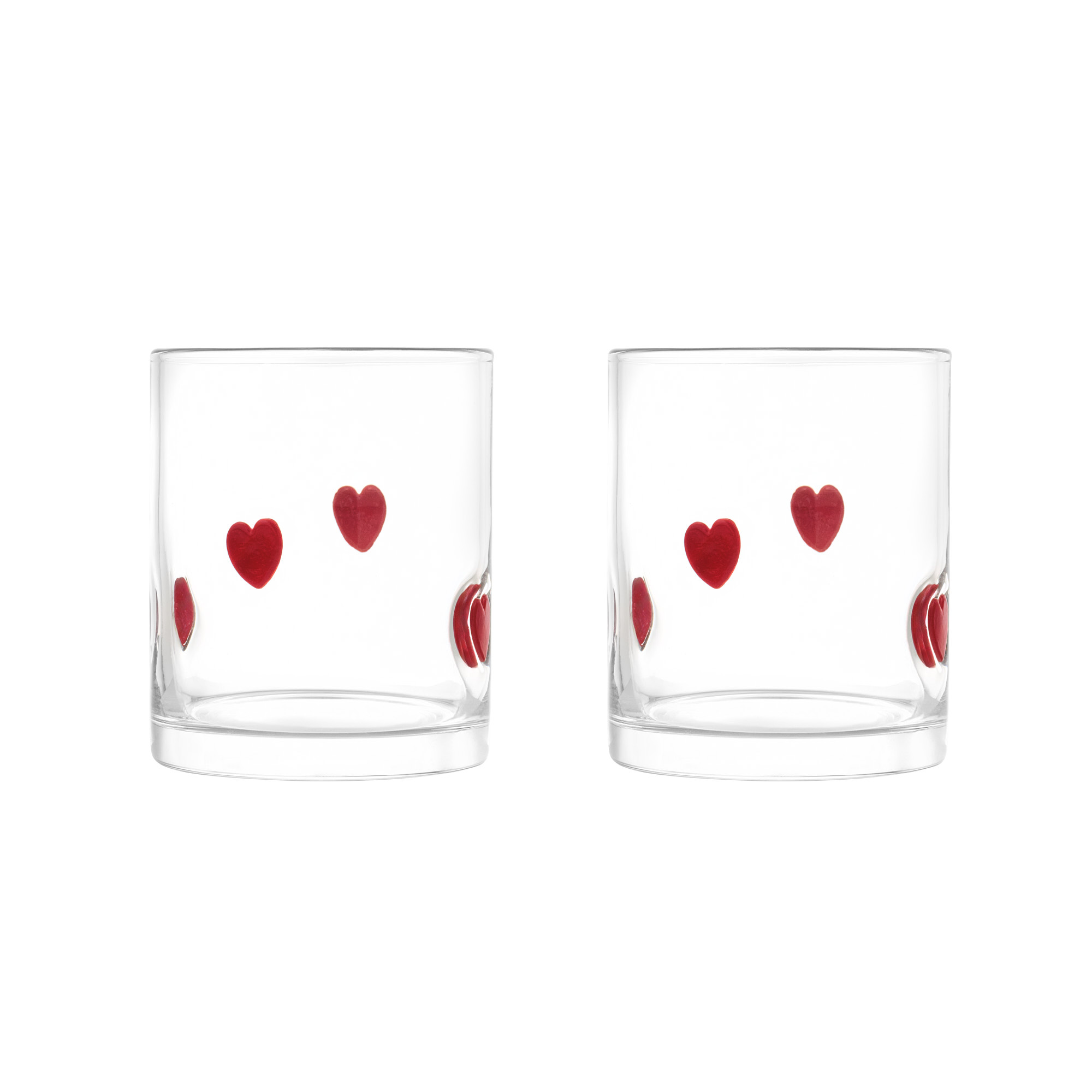 Thyme & Table Red Hearts Charm Drinking Glasses, Set of 2