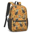 thumbnail image 2 of Sugar Skull Cat and Flower Yellow Pattern 17" Waterproof Oxford School Backpacks for Teens, S-Shape Padded Straps, for School, Travel, Hiking, Camping, 2 of 4