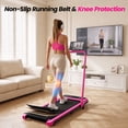 thumbnail image 3 of Walking Pad Treadmill with Handle Bar & 6% Adjustable Incline, Foldable Portable Treadmills for Home Office, Quiet Under Desk Treadmill, Pink, 3 of 11