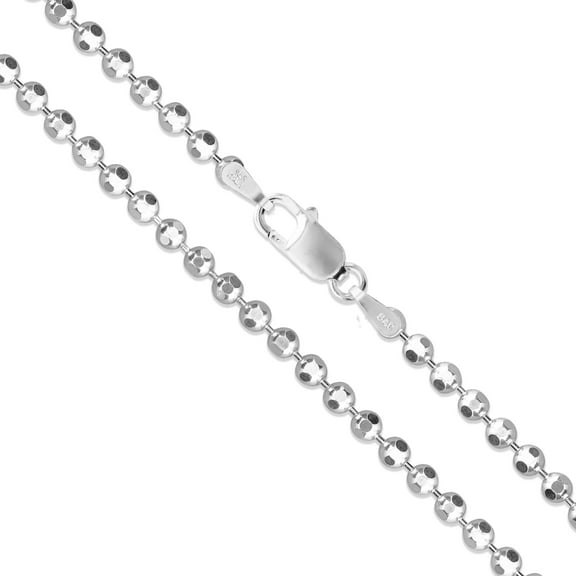 Sterling Silver Diamond-Cut Ball Bead Chain 2.3mm 925 Italy Dog Tag Necklace 16" Jewelry Female