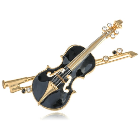 - Elegant Violin Austrian Crystal Rhinestone Embellish Fashion Jewelry Brooch Pin
