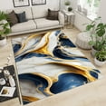 thumbnail image 2 of Abstract Graffiti Art 3D Carpet, Golden Curved Lines Blue and White Marble Living Room Carpet, Rug Pad Comfortable Feet Apply to Nursery College Dorm Teen Room Decor,3ft x 5ft, 2 of 7