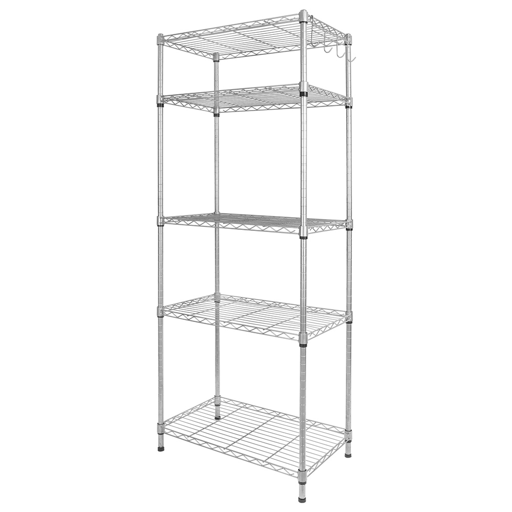 Metal Kitchen Shelving Unit, Heavy Duty 5 Shelf Silver Wire Storage Shelves, Height Adjustable Metal Utility Shelves Storage Rack, Kitchen Shelving Unit for Garage Bedroom, 23.62"x13.77"x59.05", L6502 - image 4 of 10