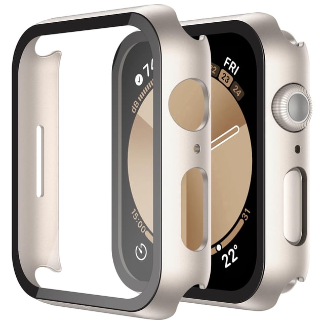 Funda con protector de pantalla de cristal templado para Apple Watch de 44 mm