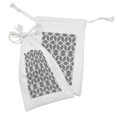 thumbnail image 2 of Abstract Fabric Pouch Set of 2, Pattern of Connected Floral Formations Stripes Retro Details Silhouettes, Drawstring Bag for Toiletries Masks and Favors, 9" x 6", Grey Pale Eggshell, by Ambesonne, 2 of 2