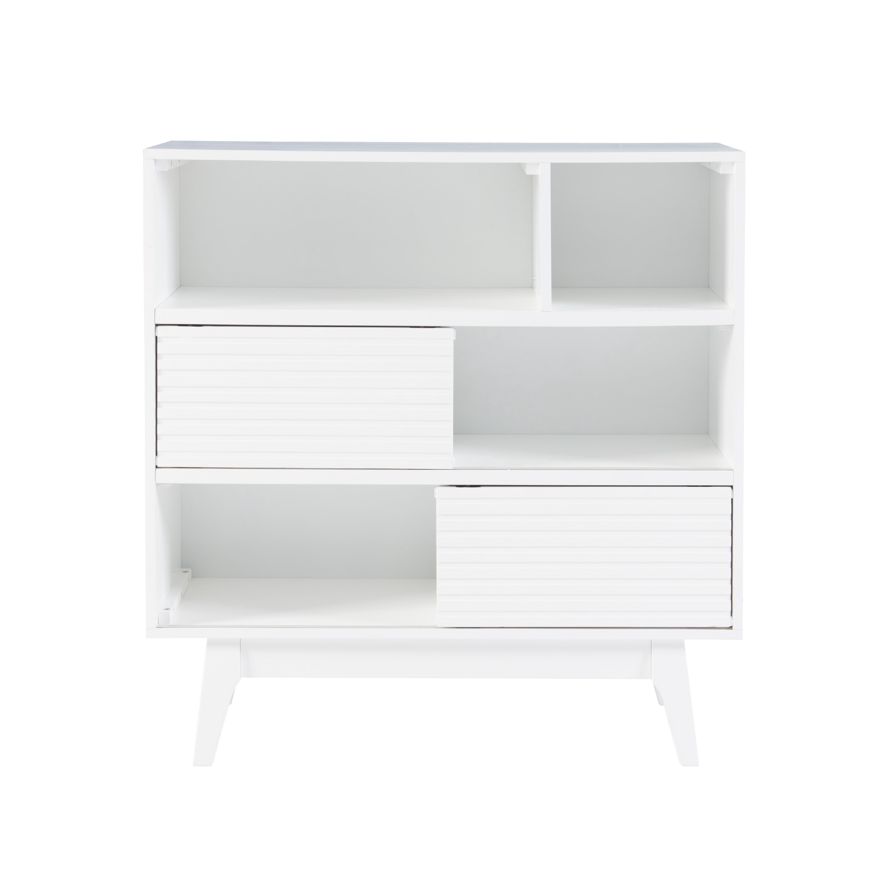 Powell Nixon 3-Shelf Bookcase with 2 Sliding Door Panels, Pure White