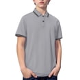 thumbnail image 4 of KAUOD Short Sleeve Polo Shirts for Boys School 𝗨niform Striped Loose Fit Pullover Tops Trendy Casual Preppy Shirt, 4 of 8
