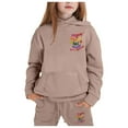 thumbnail image 2 of Tween Winter Girls Outfits Set Tracksuit With Print Hoodie Joggers Warm Kids, 2 of 4