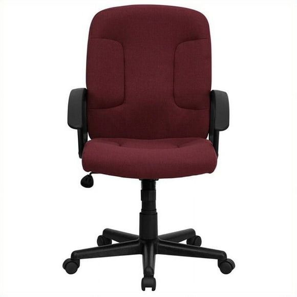 Pemberly Row Mid Back Office Chair with Nylon Arms in Burgundy