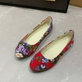 thumbnail image 3 of Women's Walking Shoes Daily Comfortable Round Toe Canvas Shoes Breathable Light Cloth Shoes Womens Fashion Floral Print Slip-on Flat Shoes, 3 of 4