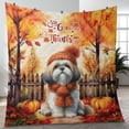 thumbnail image 4 of Happy Thanksgiving Shih Tzu Give Thanks Fall Beanie Scarf Welcome Quilt Blanket Lion Dog Lover Gifts Cozy Comforter Throw Blanket - 00020, 4 of 5