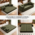 thumbnail image 4 of 4-in-1 Folding Convertible Sofa Bed, 78 Inch Faux Leather Boneless Couch, Loveseat Sleeper with Pull Out Bed, Floor Sofa Modular Futon Teddy Sofa for Living Room Bedroom Lounge, Green, 4 of 14