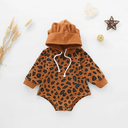 

KONBECA Baby Boys Girls Rompers Infants Pure Cotton Coverall Toddler Kids Boys Girls Bodysuit Cute Cartoon Rabbit Ears Leopard Print Cotton Romper Outfits (0-12 Months)