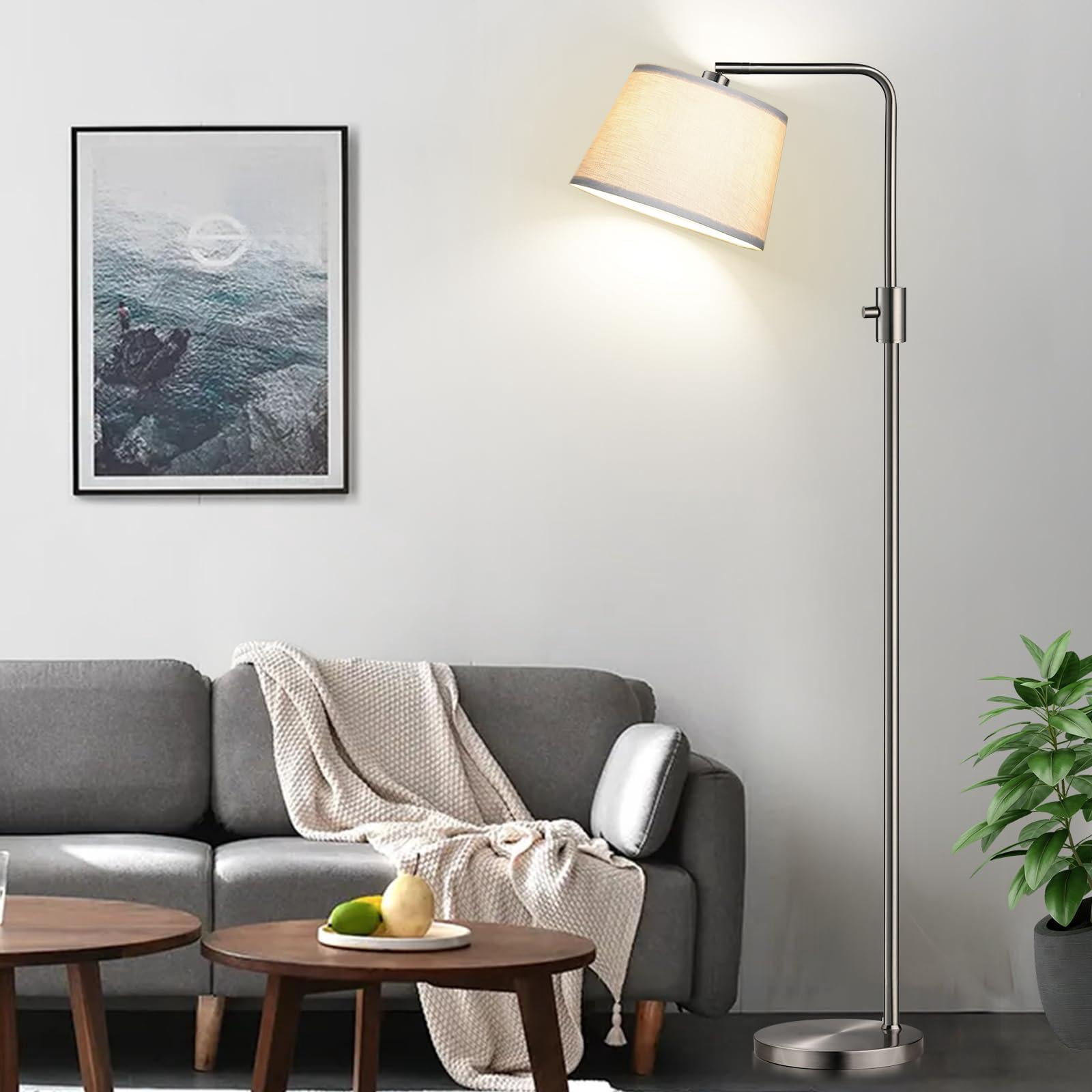 【upgraded】 Dimmable Floor Lamp  1000 Lumens Led Edison Bulb Included Brushed Nickel Arc Lamps For Living Room Modern Standing Tall Bedroom